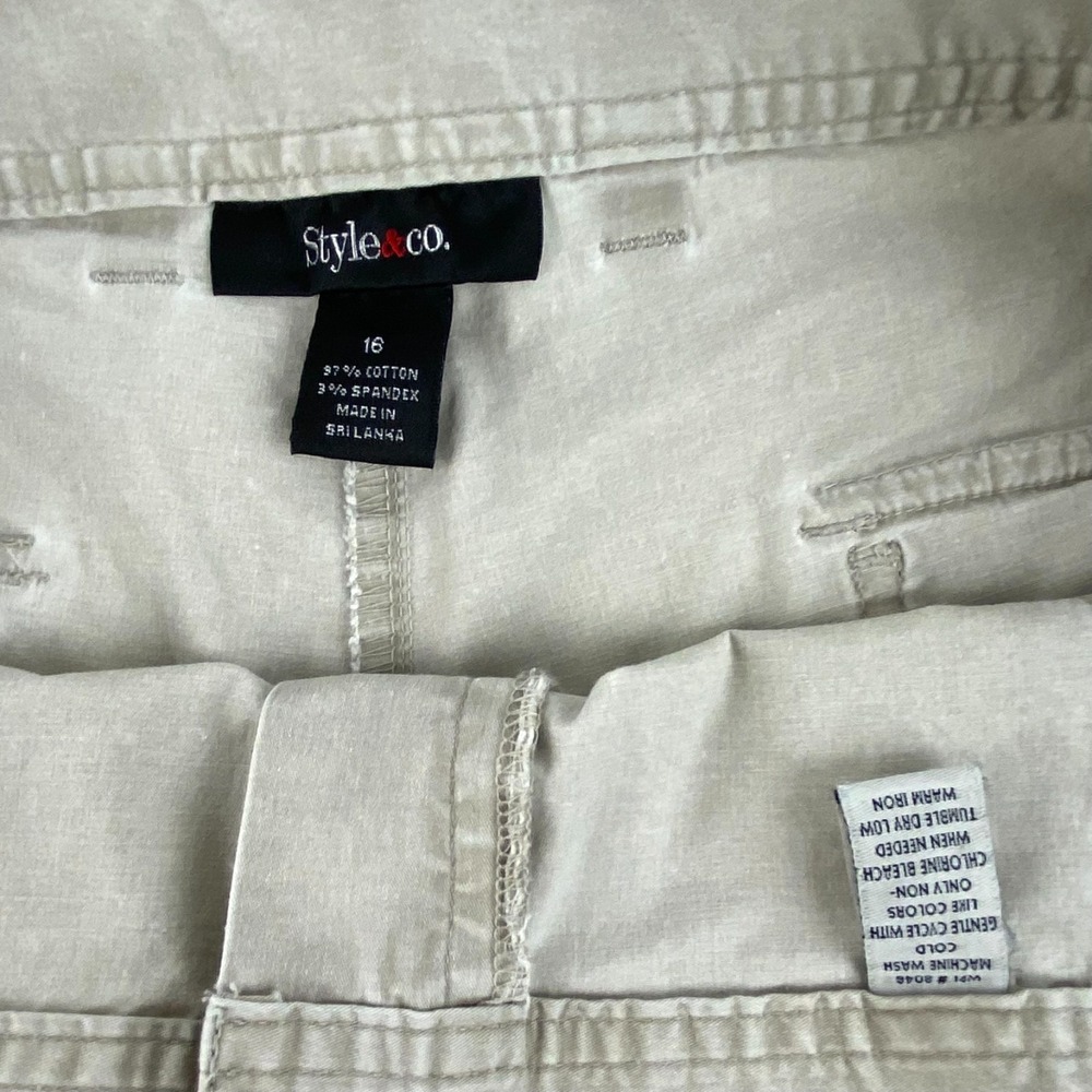Style & Co Convertible Shorts Women's 16 Khaki Gray Stretch Cotton Comfort - Picture 3 of 5